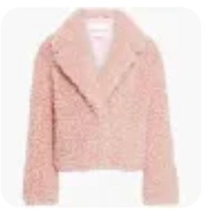 STAND STUDO CROPPED FAUX SHEARLING JACKET in PINK